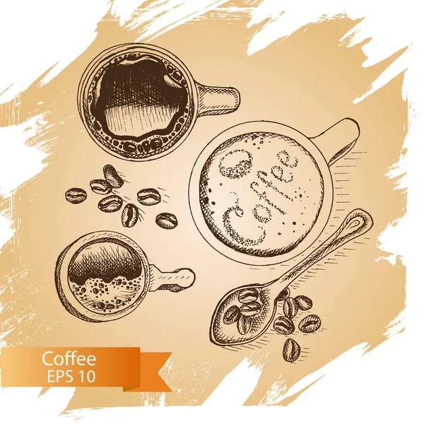 Kahve kupaları Üstten Görünüm