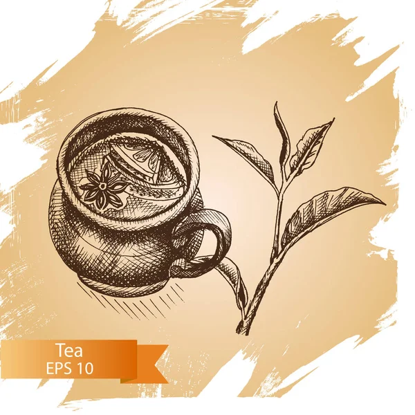 Чайні чашки ескіз — стоковий вектор