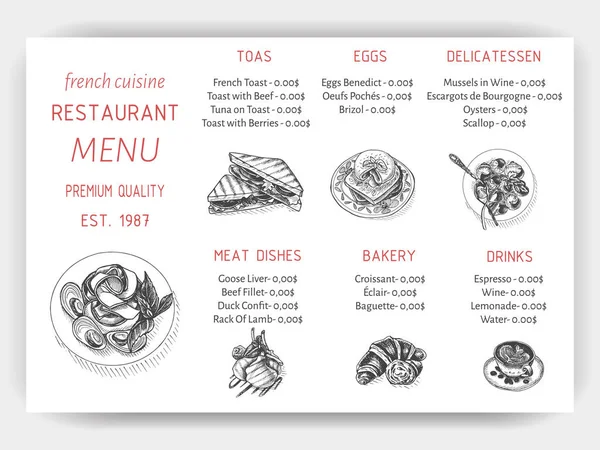 Brunch kaart menu — Stockvector