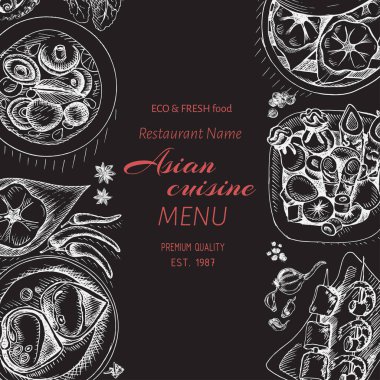 Asya gıda menü tasarım şablonu