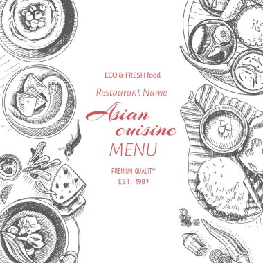 Asya gıda menü tasarım şablonu