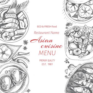 Asya gıda menü tasarım şablonu