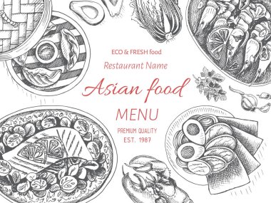 Asya gıda menü tasarım şablonu
