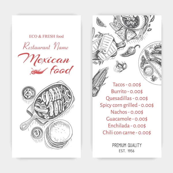 Vorlage für mexikanische Speisekarte — Stockvektor