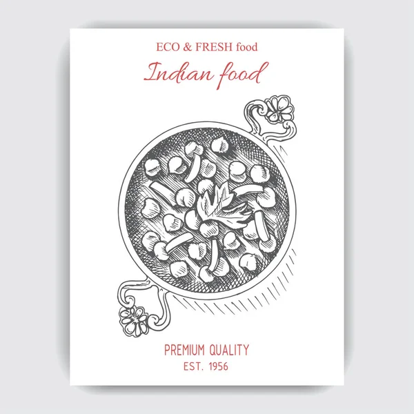 Indische Lebensmittelskizze — Stockvektor