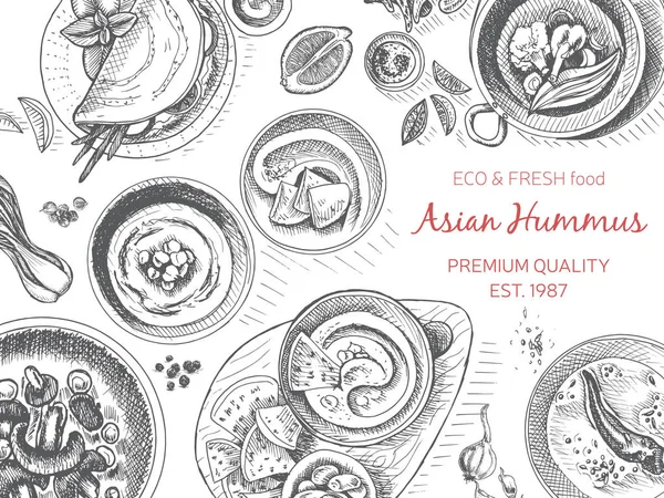 Modello di menu cibo orientale — Vettoriale Stock