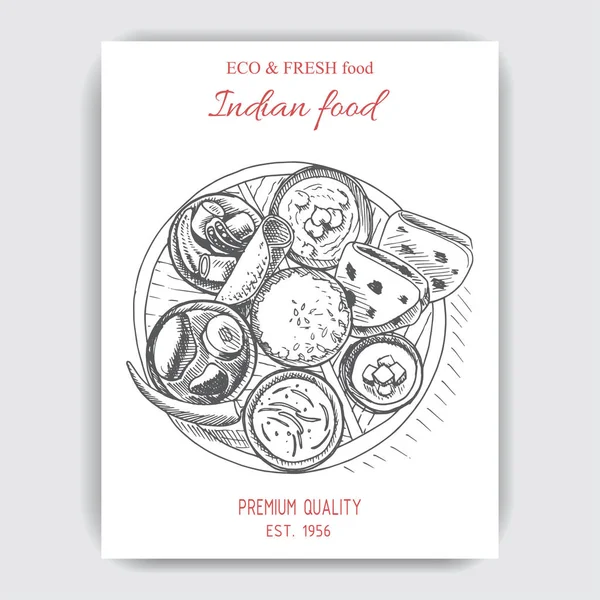 Indian food sketch — Stock Vector