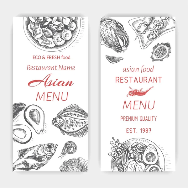 Modelo de design de menu de comida asiática — Vetor de Stock