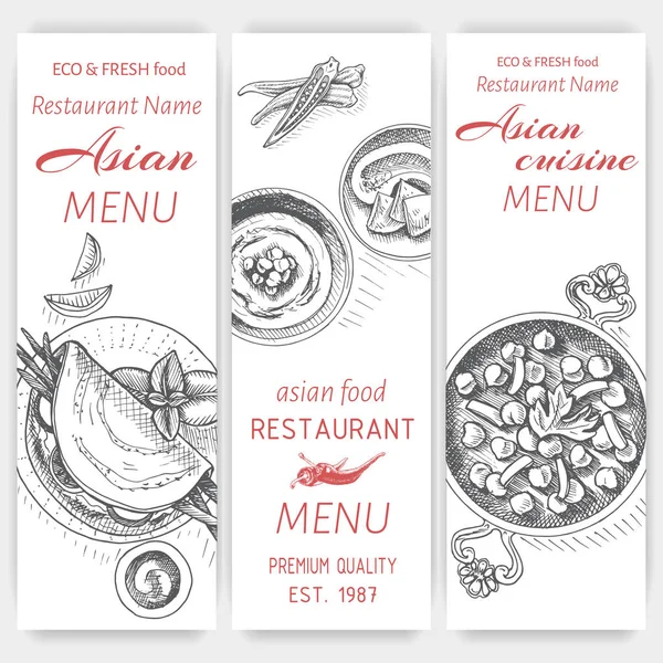 Modelo de design de menu de comida asiática — Vetor de Stock