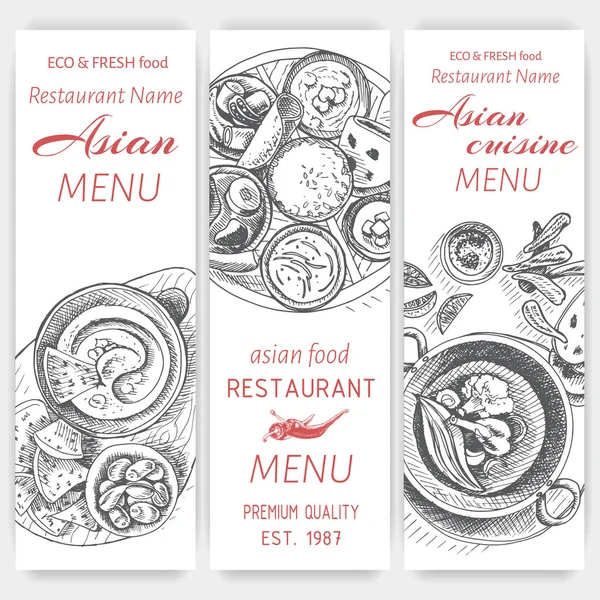 Modelo de design de menu de comida asiática —  Vetores de Stock