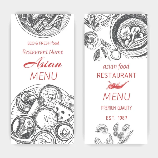Modèle de conception de menu alimentaire asiatique — Image vectorielle
