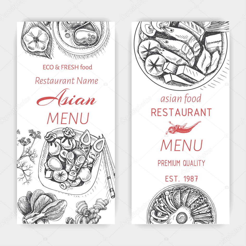 asian food menu design template