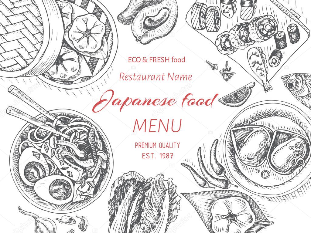 asian food menu design template
