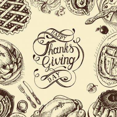 Şükran günü kutlama yemeği gösteren resim