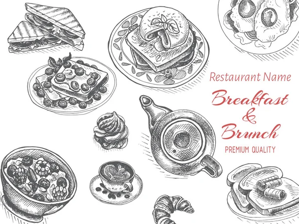 Pequeno-almoço na mesa ilustração — Vetor de Stock