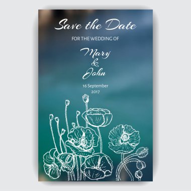 Düğün davetiye şablon çiçekli 