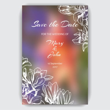 Düğün davetiye şablon çiçekli 