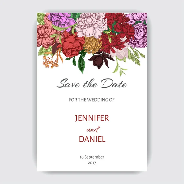 Düğün davetiye şablon çiçekli 