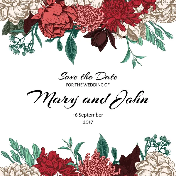 Düğün davetiye şablon çiçekli 