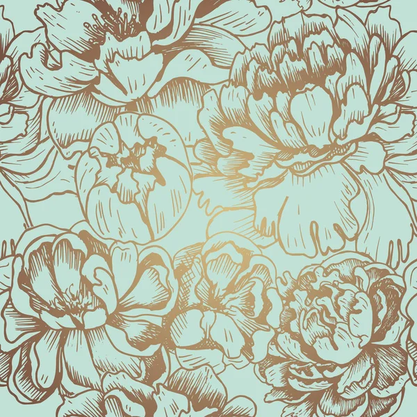 Patrón sin costura con flores de crisantemo y peonía — Vector de stock
