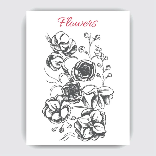 Carte avec fleurs coquelicot — Image vectorielle