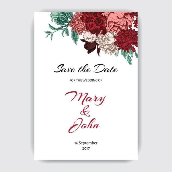 Düğün davetiye şablon çiçekli 