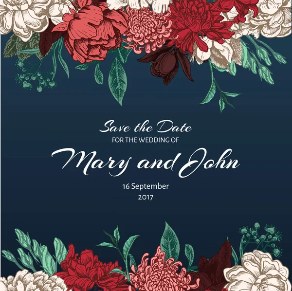 Düğün davetiye şablon çiçekli 