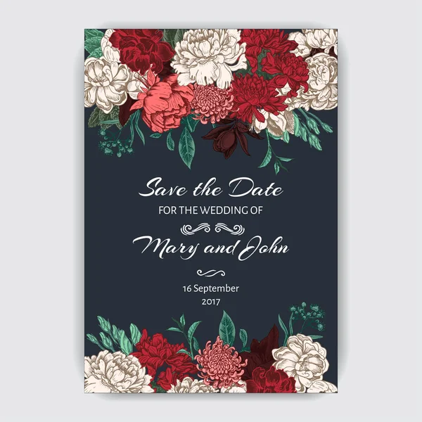 Düğün davetiye şablon çiçekli 