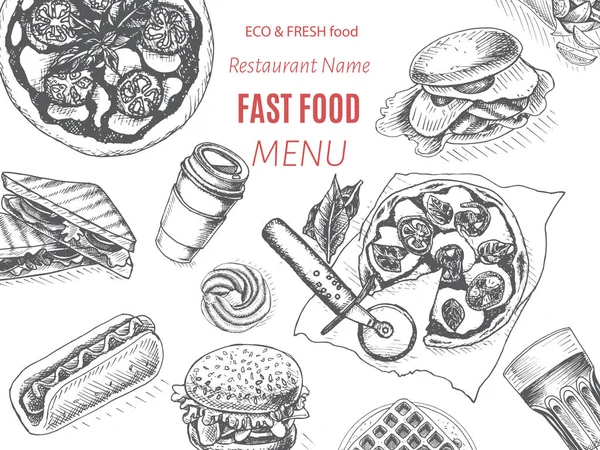 Fast food Bar Menü — Stok Vektör