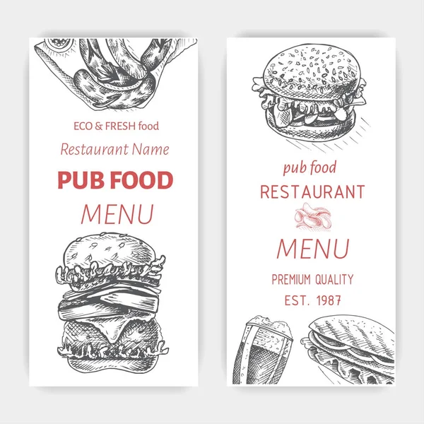 Menu de restauration rapide pub — Image vectorielle