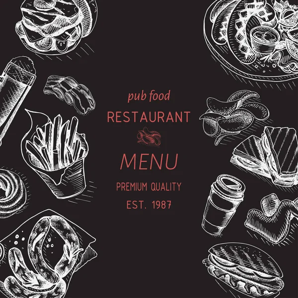 Menu de restauration rapide pub — Image vectorielle