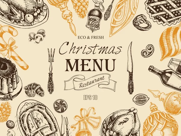 Navidad menú de restaurante vintage — Archivo Imágenes Vectoriales