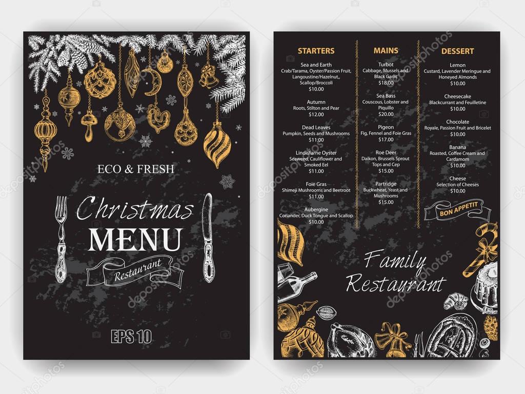 Christmas menu illustration sketch tempate
