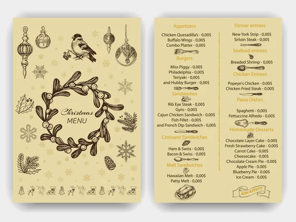 Modèle de menu de Noël — Image vectorielle