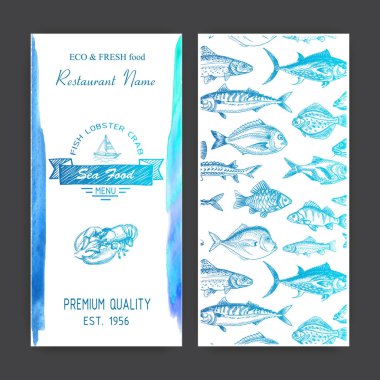 Deniz ürünleri Restoran için ışık skeçler kümesi 