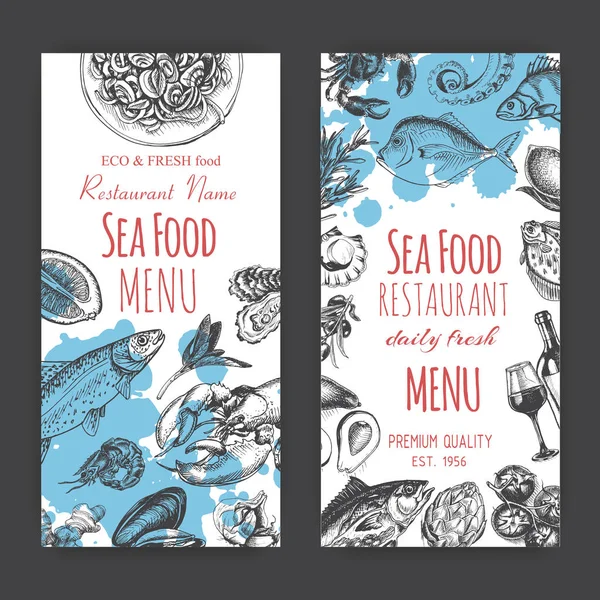 Zbiór Szkiców Światła Dla Seafood Restaurant — Wektor stockowy