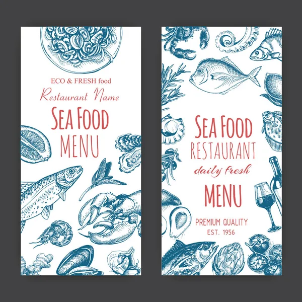 Zbiór Szkiców Światła Dla Seafood Restaurant — Wektor stockowy