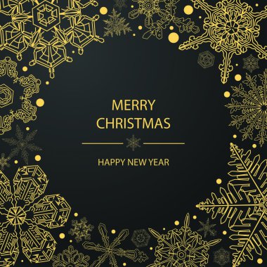 Yeni yıl tebrik kartı. Noel davetiyesi. Kar taneleriyle süslenmiş. Noel el çizimleri - xmas tasarımı için kürk ağacı.