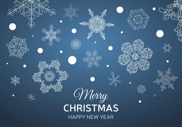 Neujahrsgrußkarte Weihnachtseinladung Ornament Mit Schneeflocken Weihnachten Handgezeichnete Dekorationen Tannenbaum Für — Stockvektor