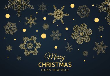 Yeni yıl tebrik kartı. Noel davetiyesi. Kar taneleriyle süslenmiş. Noel el çizimleri - xmas tasarımı için kürk ağacı.