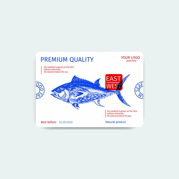 Stylish Fish Packaging Banner Vector Illustration — ストックベクタ