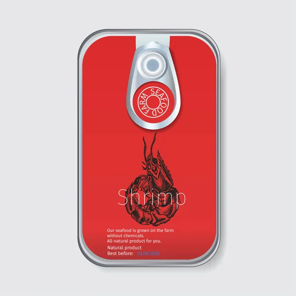 Stylish Shrimp Packaging Banner Vector Illustration — Stock Vector