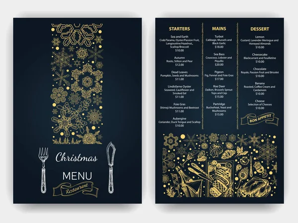 Świąteczny Szablon Menu Ilustracja Wektora — Wektor stockowy