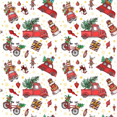 güzel sanatsal noeller kusursuz desen, vektör illüstrasyonu