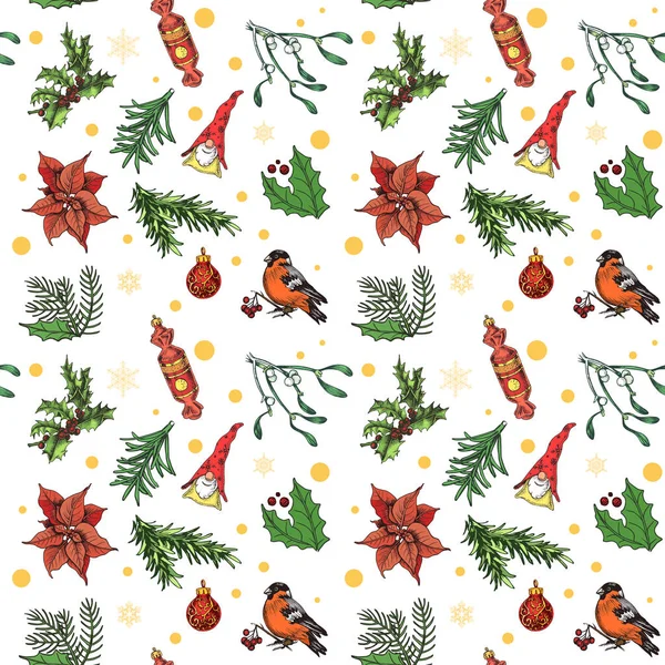 Mooie Artistieke Kerst Naadloos Patroon Vector Illustratie — Stockvector