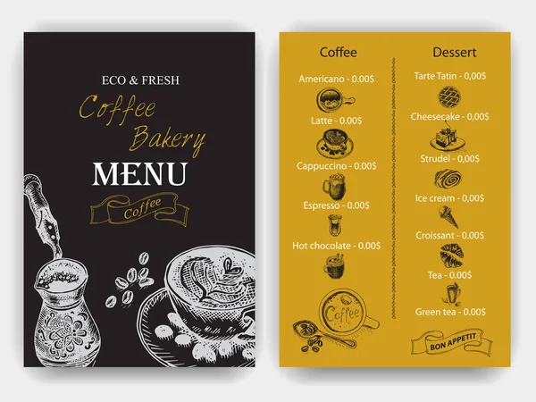 Desenho Ilustração Vetorial Menu Café Vintage — Vetor de Stock