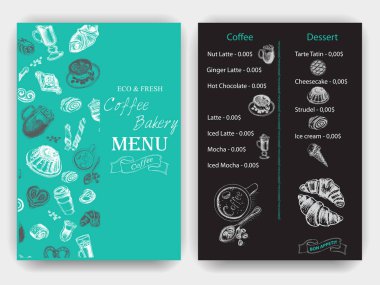 Vector illustration sketch - Vintage coffee and bakery.