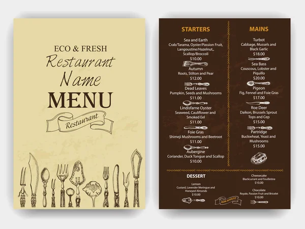 Vector Illustratie Schets Vintage Menu — Stockvector