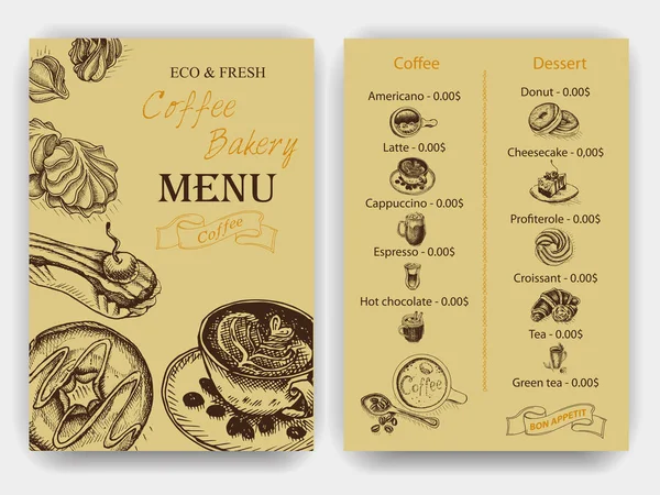 Desenho Ilustração Vetorial Café Vintage Padaria — Vetor de Stock