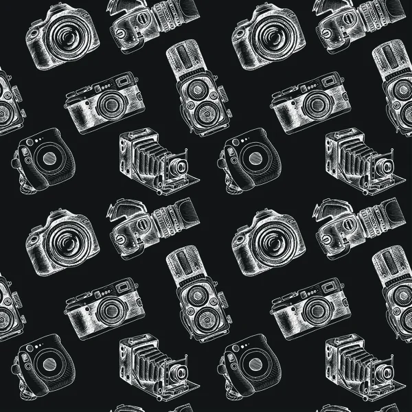 Φωτογραφική Μηχανή Εξέλιξη Σκίτσο Χωρίς Ραφή Μοτίβο Διανυσματική Απεικόνιση — Διανυσματικό Αρχείο
